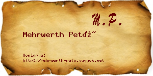 Mehrwerth Pető névjegykártya